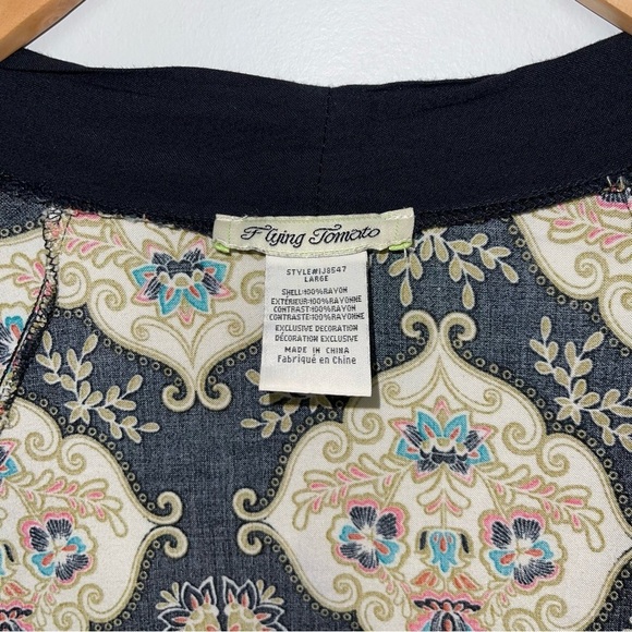 Flying Tomato Open Front Kimono Cardigan Fringe Boho Black  Women's Size Large - Picture 8 of 8